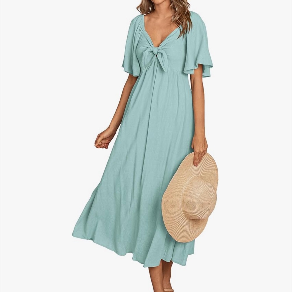 Tie-Front Maxi Dress in Light Aqua - Women